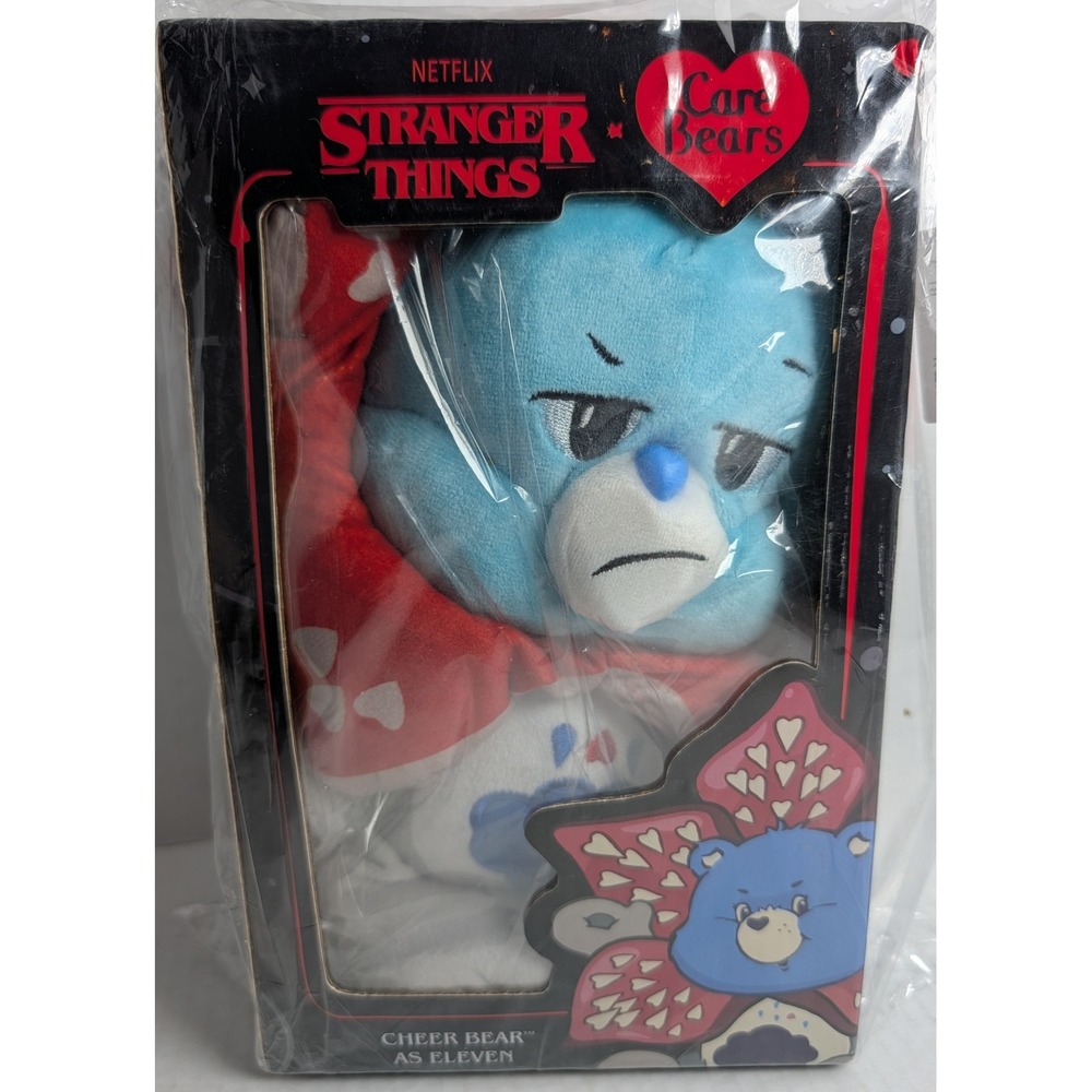 Care Bears x Stranger Things Cheer Bear as Eleven Plush Figure NIB Collectible